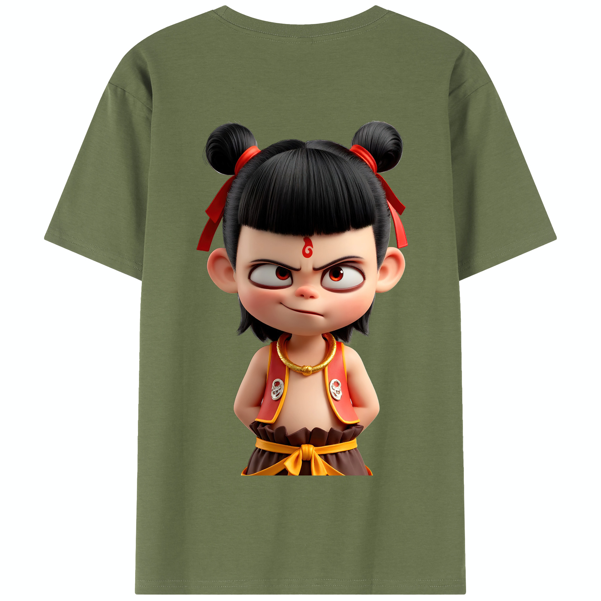 （画像用） Ne Zha 2 ナタ 魔童の大暴れ 綿100％半袖Tシャツ（背面プリント）